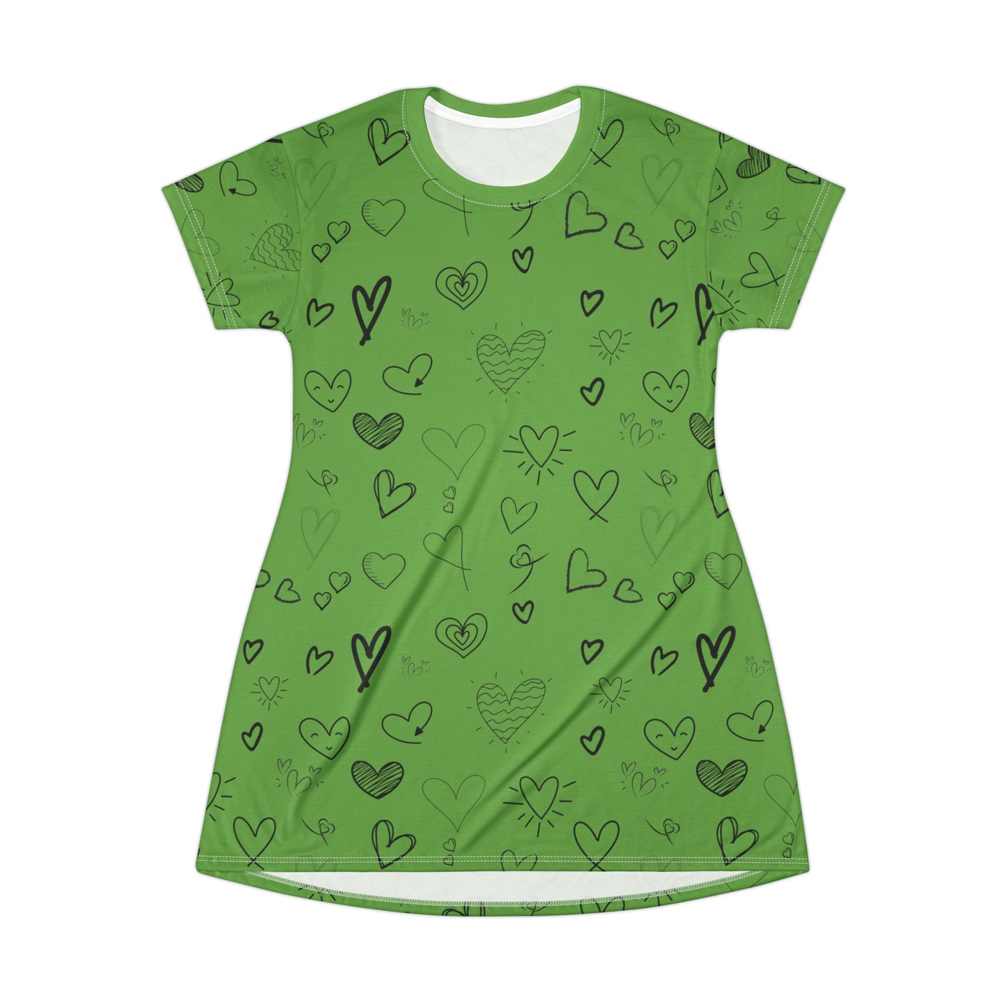 Hearts all over T-Shirt Dress - Green