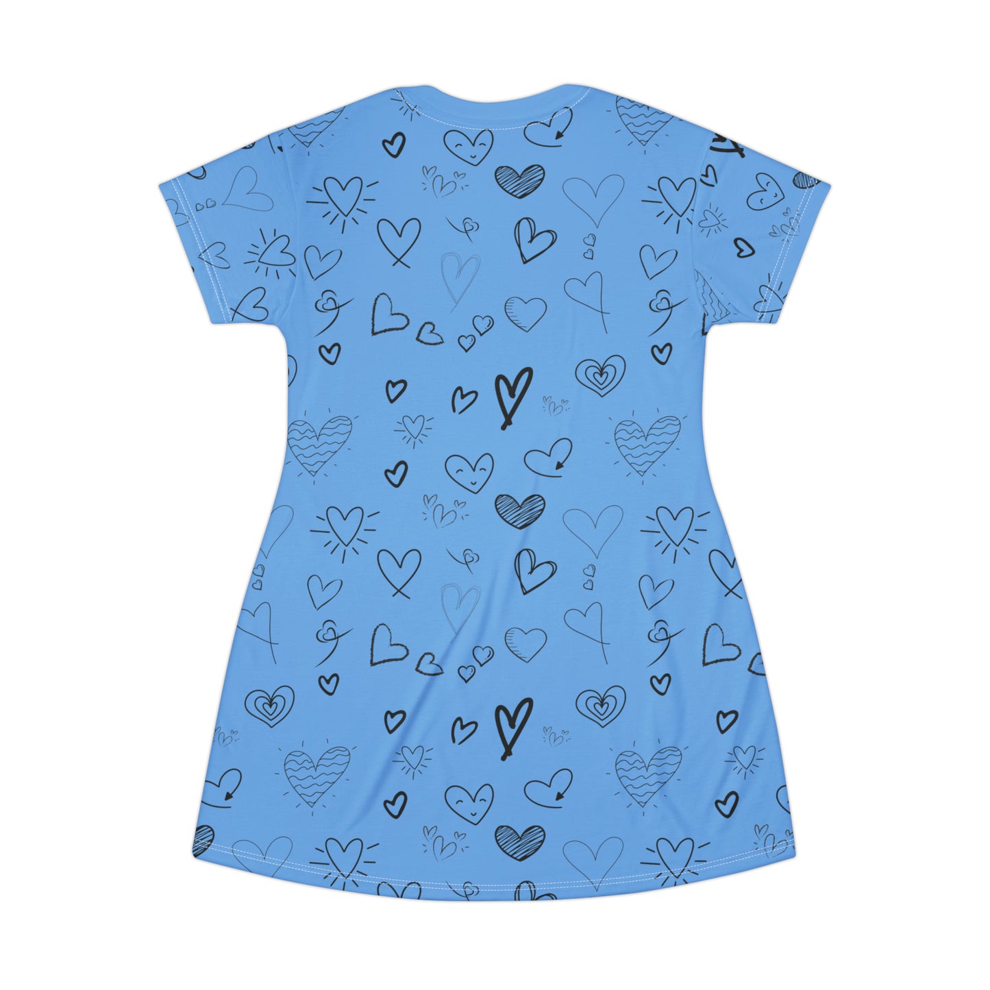 Hearts all over T-Shirt Dress - Light Blue