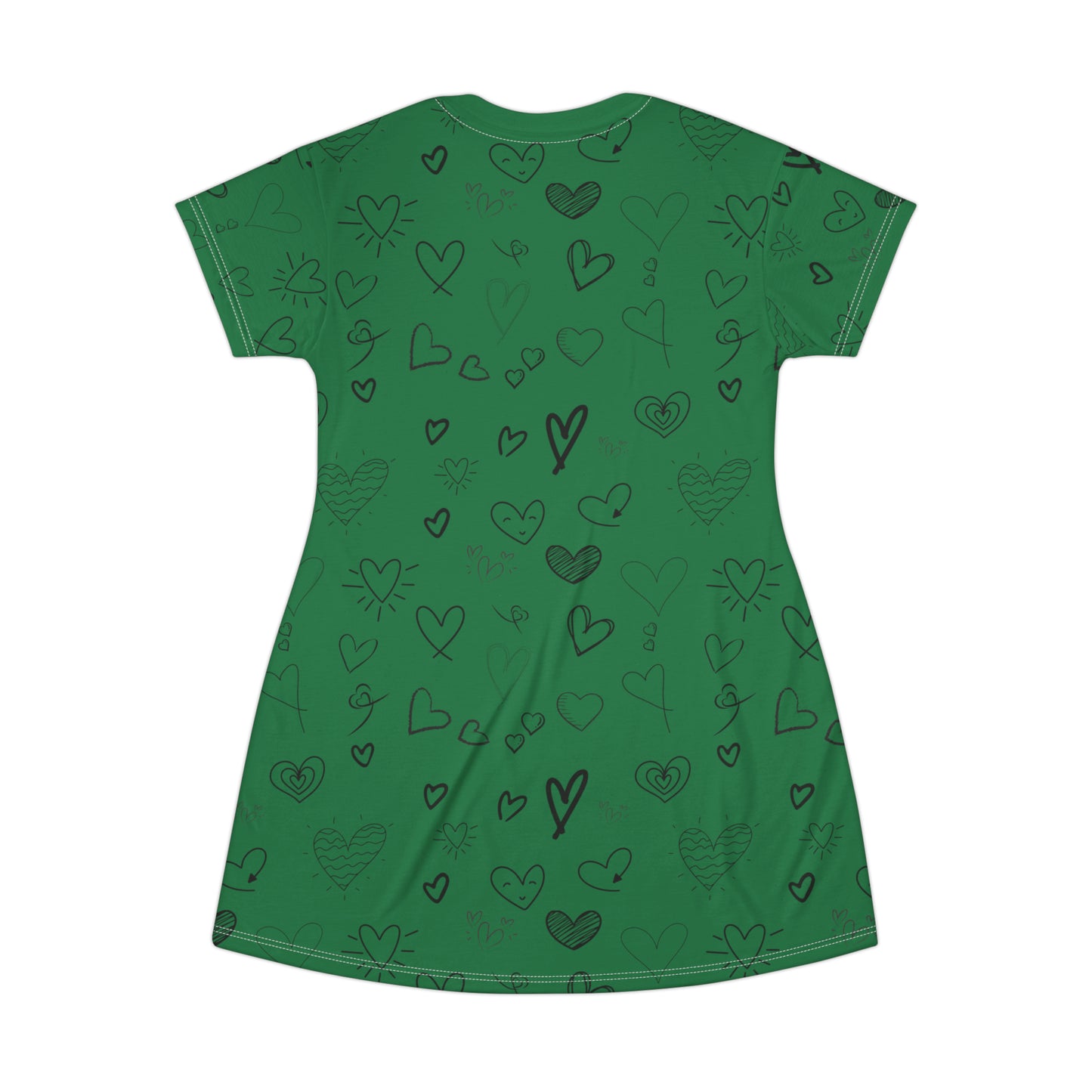 Hearts all over T-Shirt Dress - Dark Green